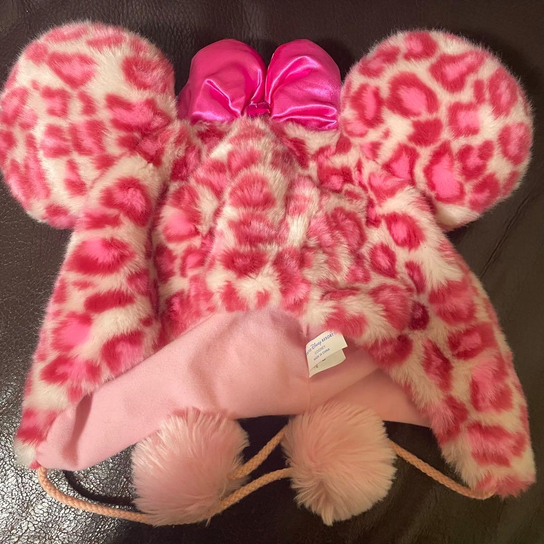 ミニーちゃんファンキャップディズニーピンク ヒョウ柄 - メルカリ