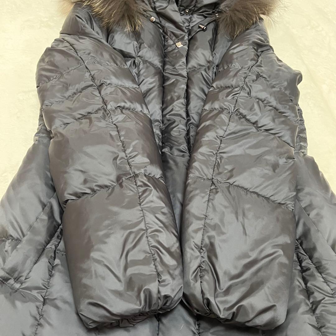 23区 ダウンコート シレータフタ Aライン フード ラクーンファー 黒38