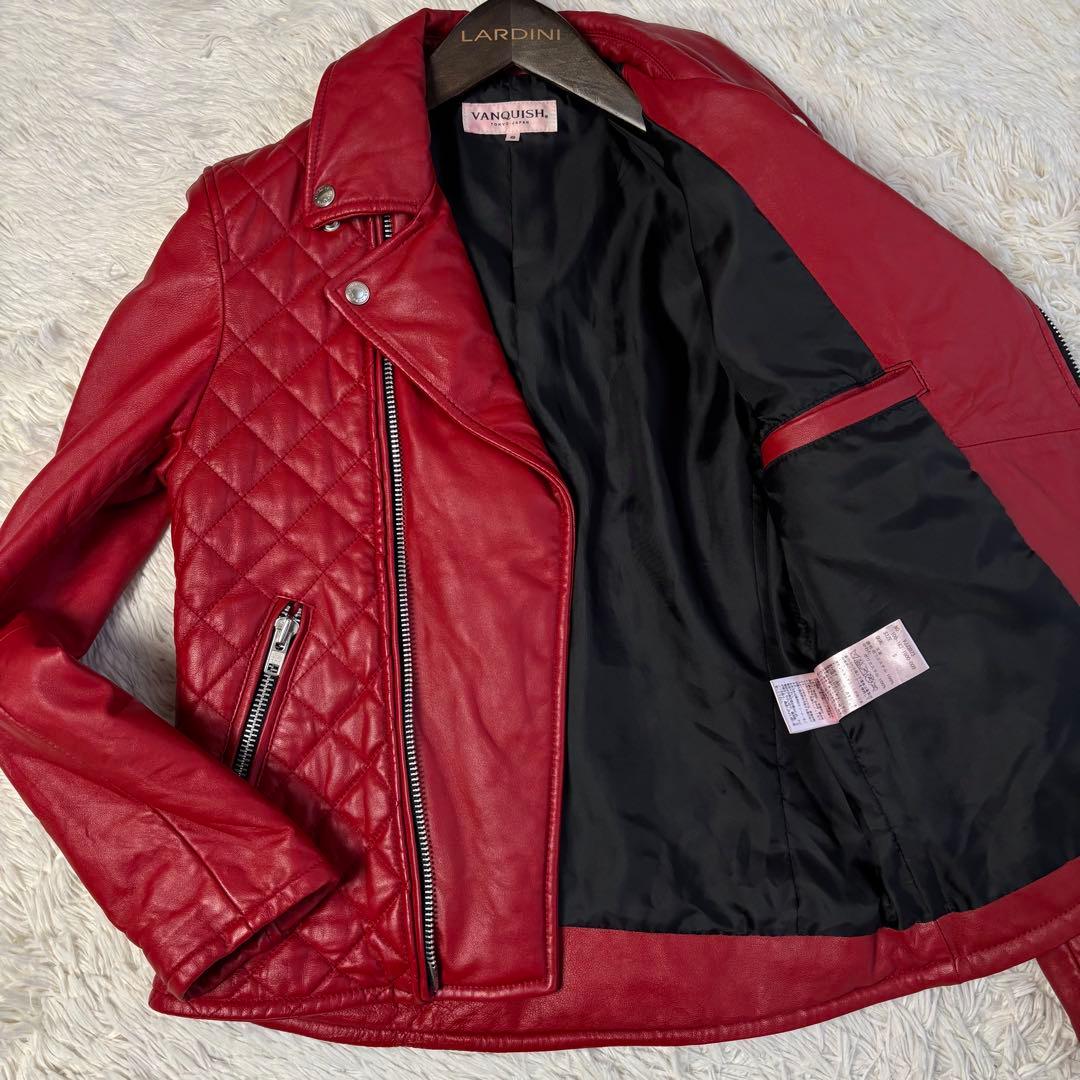 ヴァンキッシュ ダブル ライダースジャケット キルティング ラムレザー