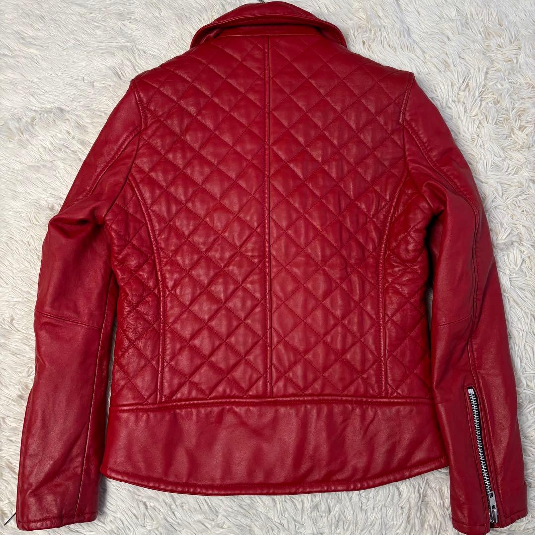 ヴァンキッシュ ダブル ライダースジャケット キルティング ラムレザー