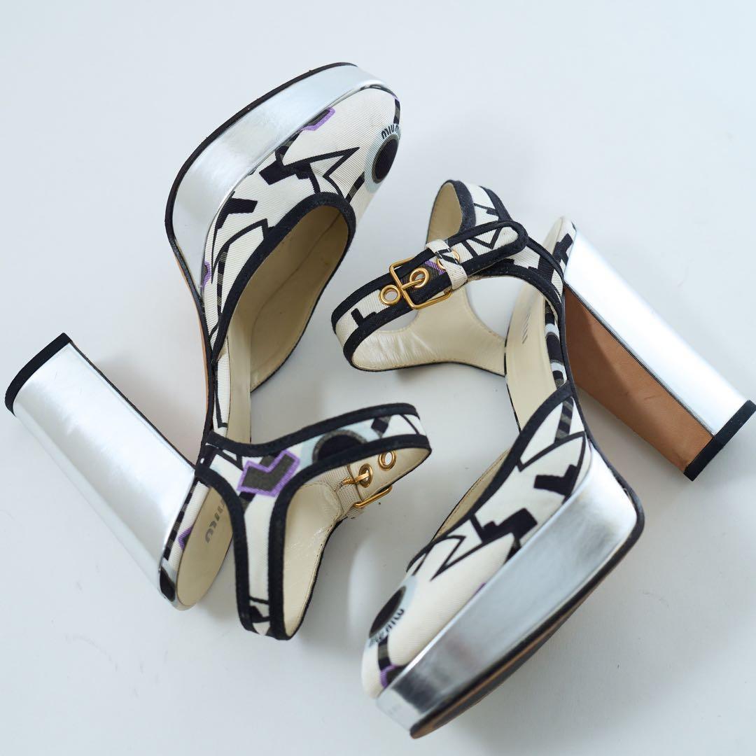 美品】MIU MIUミュウミュウ サンダル・ミュール 34.5（22cm） - メルカリ