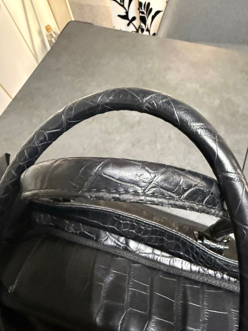 ダンスウィズドラゴン クロコパターン ボーン 黒 ボストンバッグ