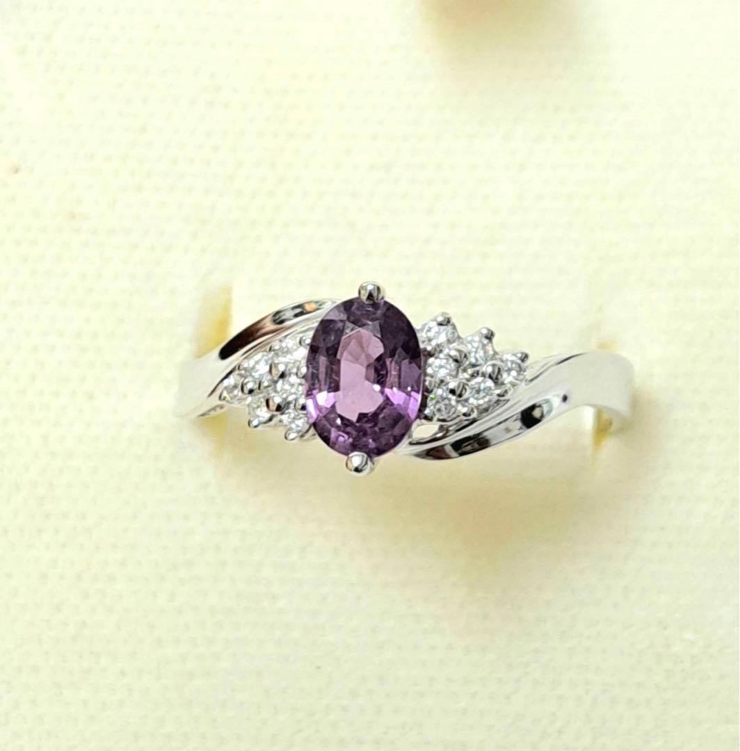 EB11 K14刻印　紫色　オーバルカット　リング　2.4g 指輪　パープル