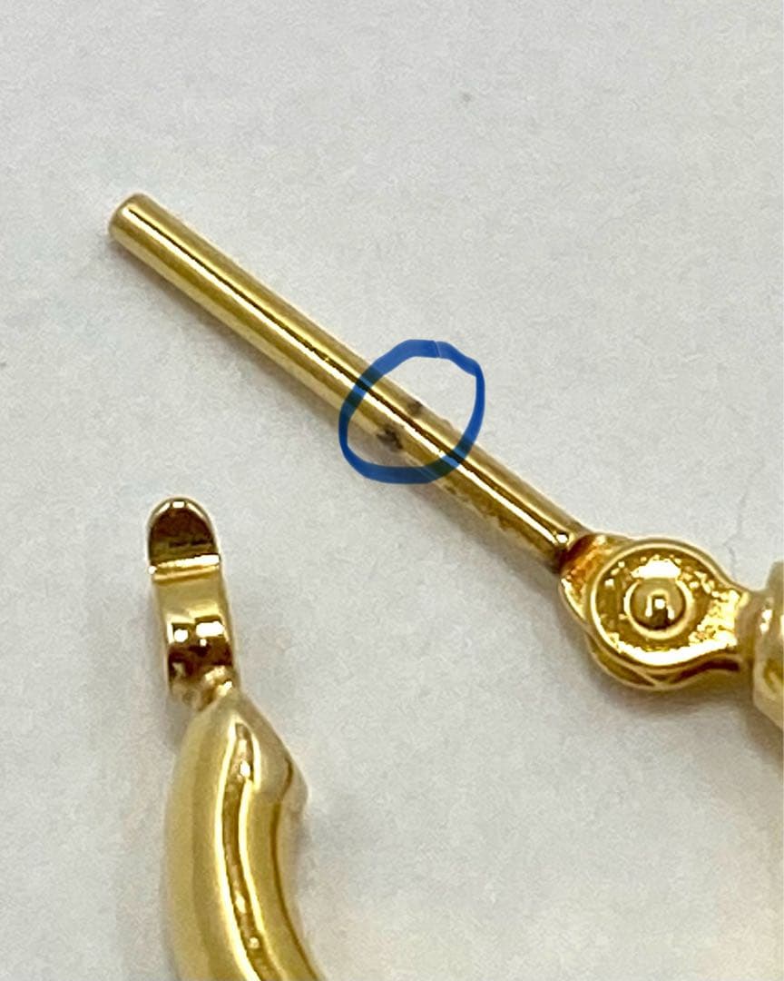 K18 イエローゴールド フープピアス10mm 片側 保証書有