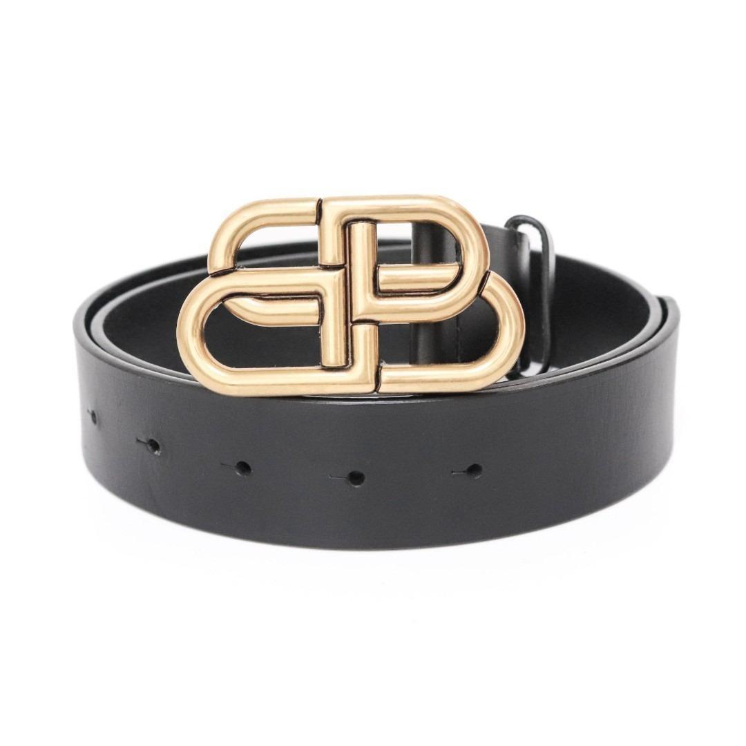 バレンシアガ BALENCIAGA　ベルト　BB　ゴールド　ブラック 中古・古着通販】BALENCIAGA (バレンシアガ) BBロゴバックルベルト