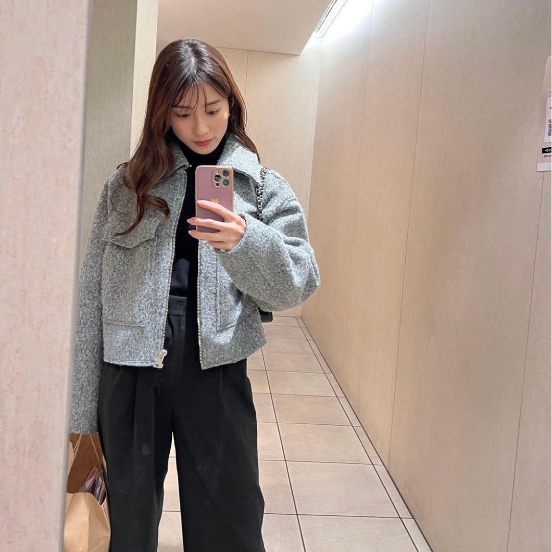 zara 山本里菜さん着用 グレー クロップドジャケット コート アウター