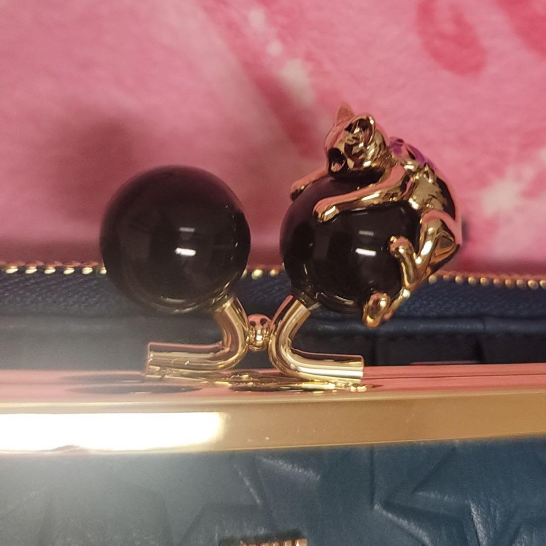 レアカラー】新品ANNA SUI☆アナスイねこ猫財布グリーン☆がま口