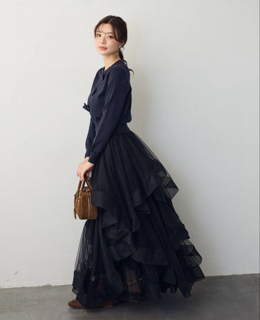 Frene ランダムフリルティアードボリュームスカート ブラック - メルカリ