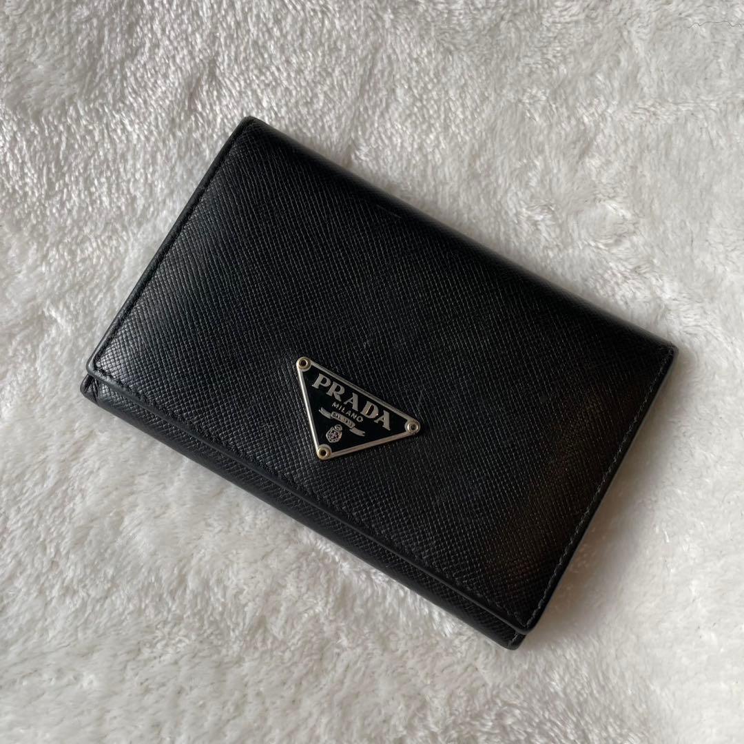 PRADA プラダ サフィアーレザー 三角ロゴ カードケース 名刺入れ