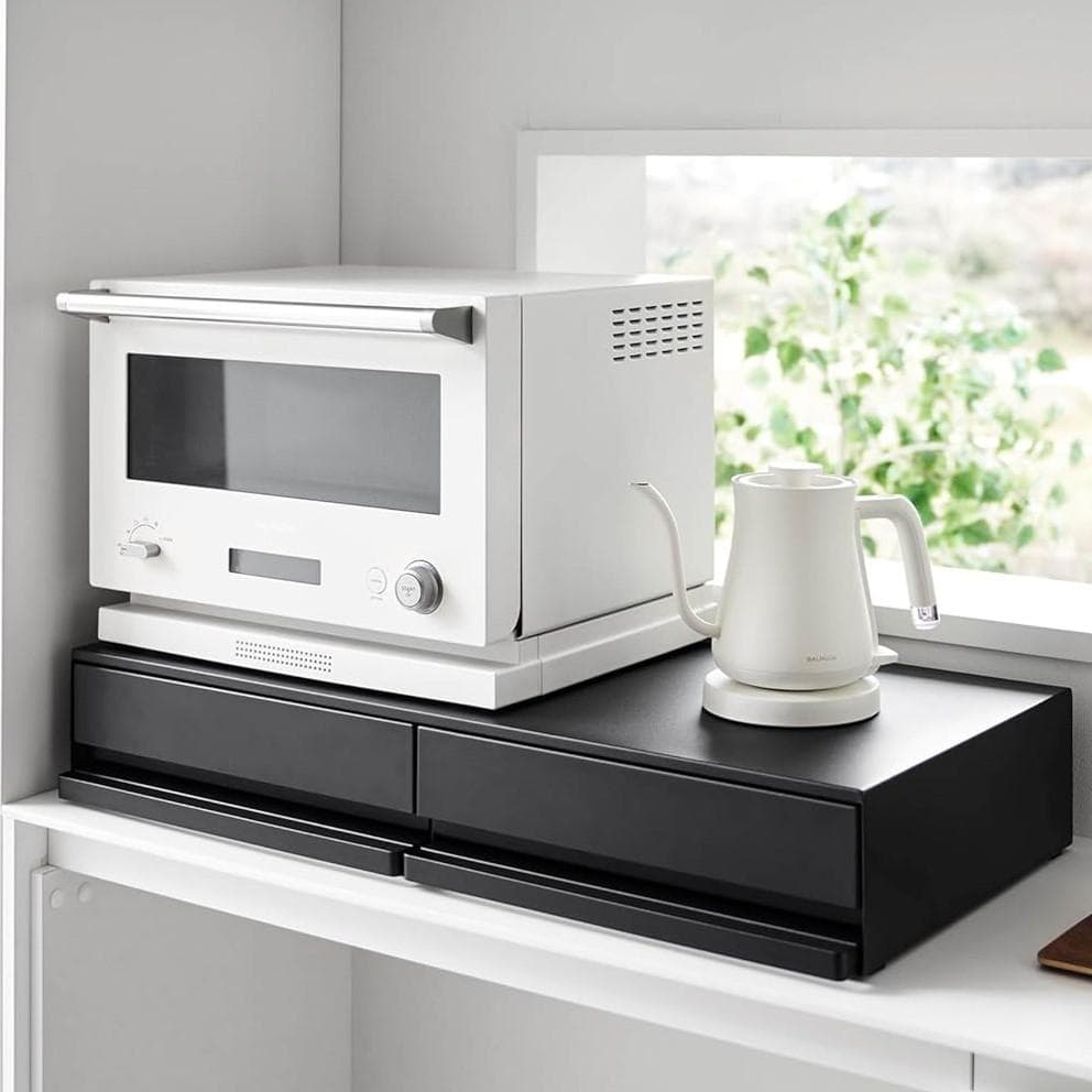 tower ツーウェイキッチン家電下引き出し＆スライドテーブル W80 黒 tower ツーウェイキッチン家電下引き出し＆スライドテーブル タワー