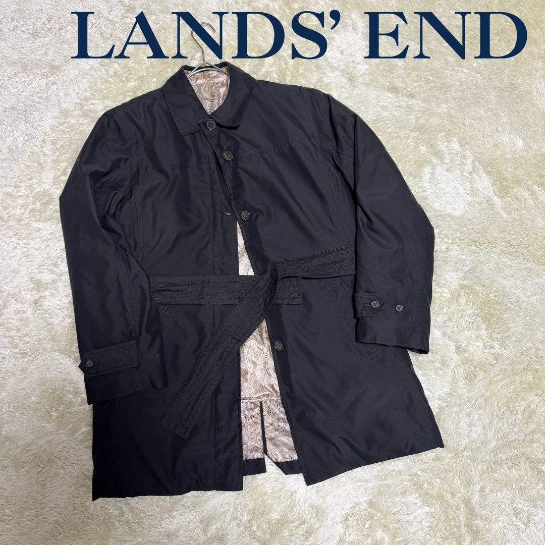 ☆週末セール中☆ランズエンド ステンカラーコート 黒 ライナー付き