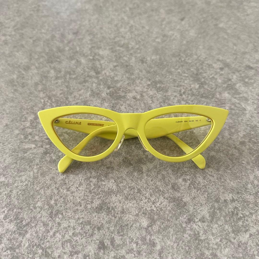 CELINE セリーヌ キャットアイ サングラス フィービー 黄色 イエロー セリーヌ CELINE サングラス レディース メンズ （クリアイエロー