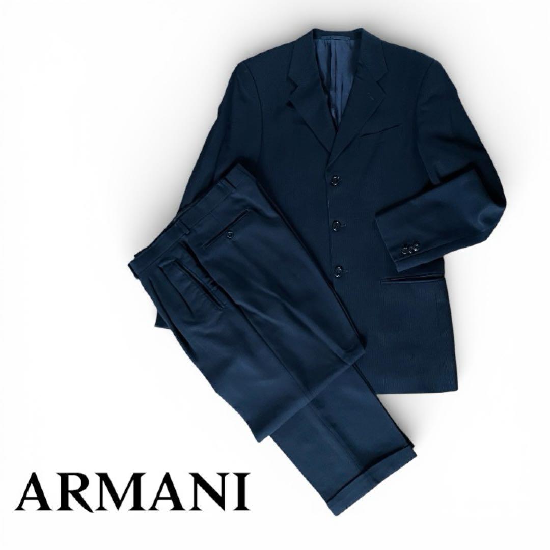ARMANI アルマーニ　ブラック　ストライプ　スーツ　上下セットアップ アルマーニコレツォーニ ストライプセットアップ 3ピース パンツスーツ