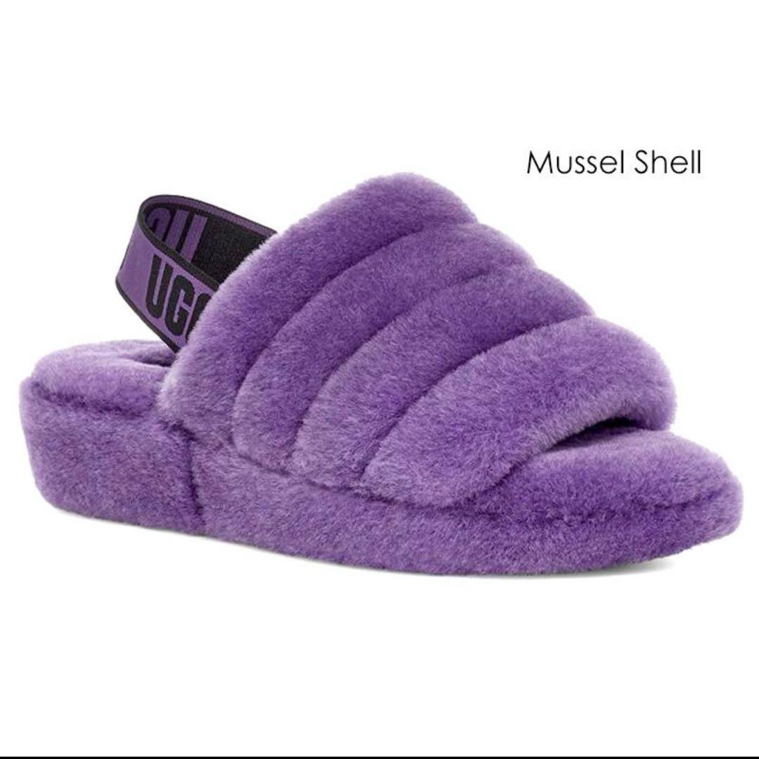 UGG パープル スリッパ サンダル UGG FLUFF ほぼ新品未使用 美品UGG アグ Fluff Yeah Slide Leopard フラッフ イヤー スライド