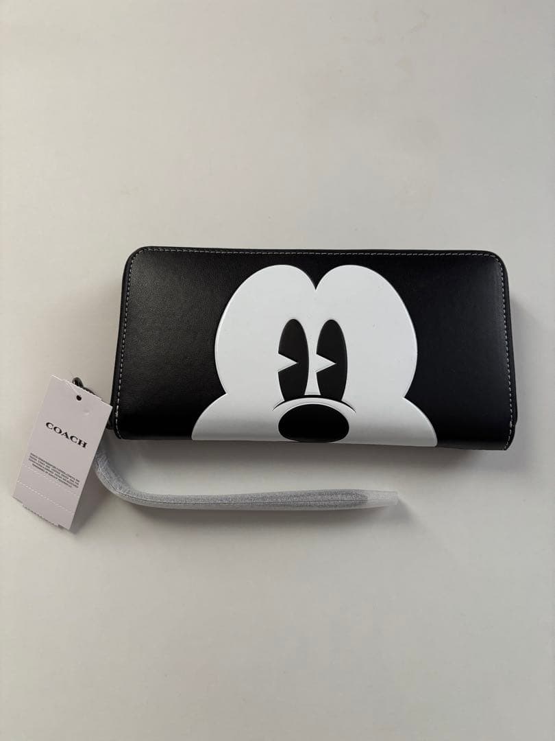 COACH ミッキーマウス 長財布 ブラック COACHコーチ ラウンドファスナー長財布 ディズニー ミッキーマウス
