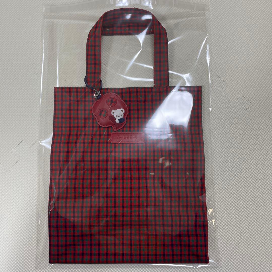 完売　新品 ファミリア　トートバッグ　縦型　大 赤チェック XF ファミリア familiar トートバッグ ファミリアチェック 赤系チェック
