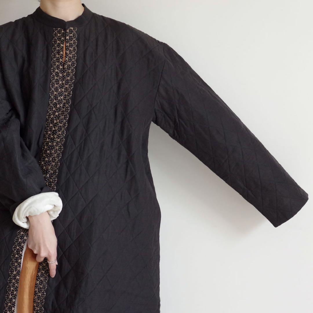 美品☆BUNONブノン☆手紡 手織 刺繍 キルティング コート