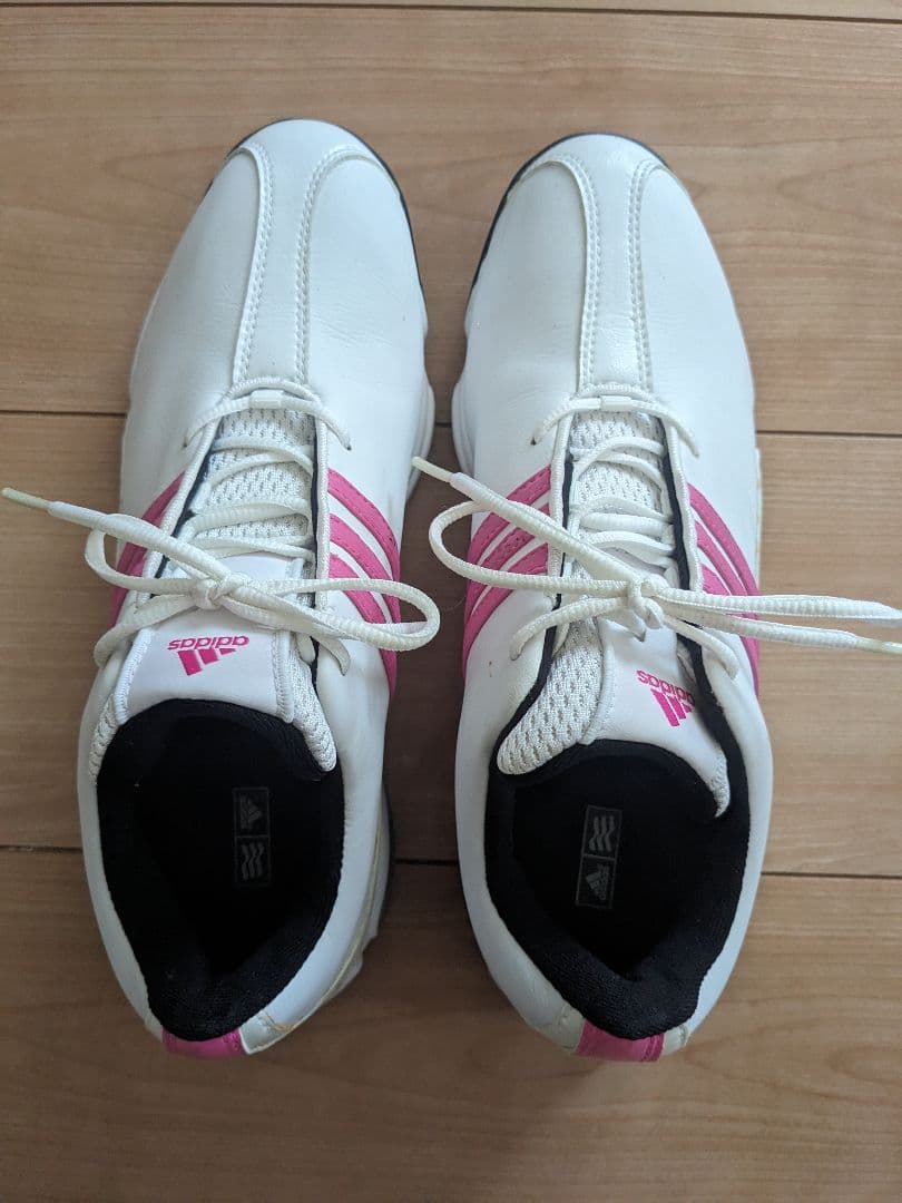 adidas ゴルフシューズ ホワイト/ピンク - メルカリ