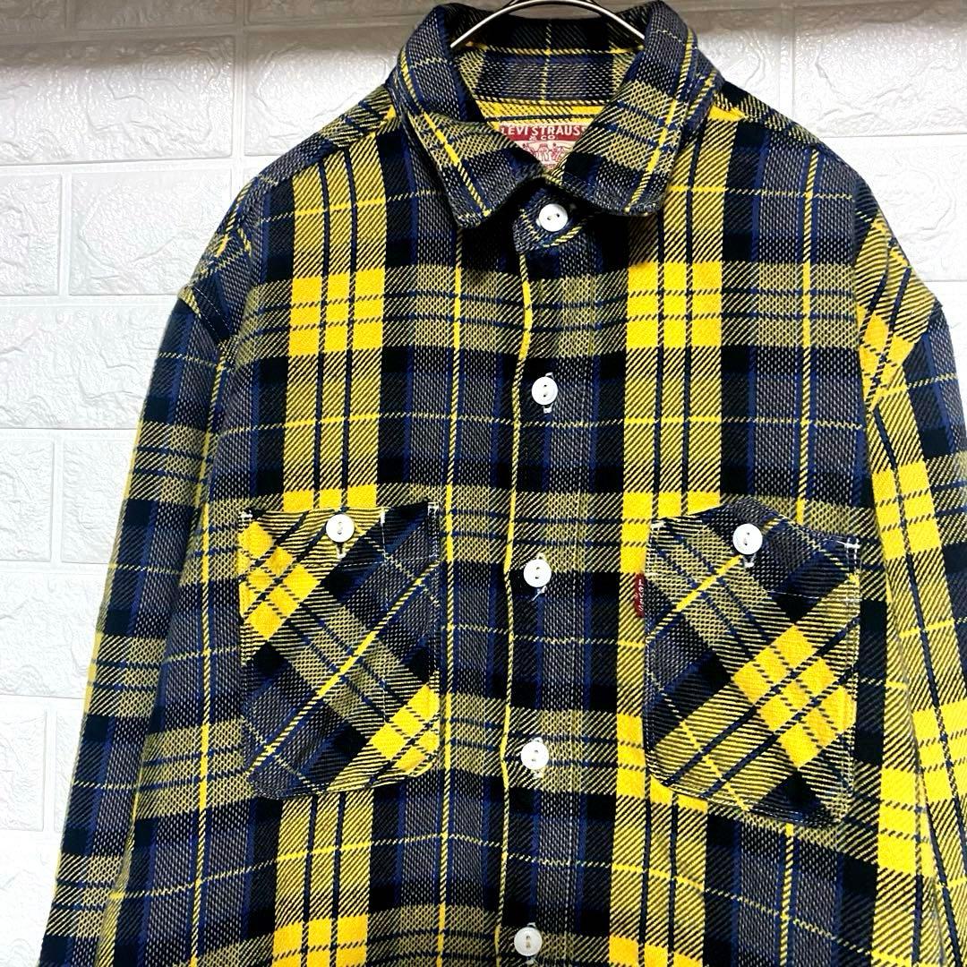 Y2K 木村拓哉 LEVI'S リーバイス ヘビー ネルシャツ 黄×黒×紺 M - メルカリ