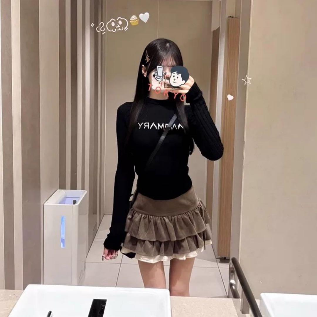 ANDMARY Mel gather skirt brown Sサイズ - メルカリ