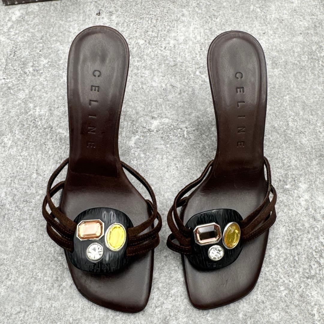 美品　セリーヌ ジュエル ミュール　ブラウン 35C　22～22.5cm