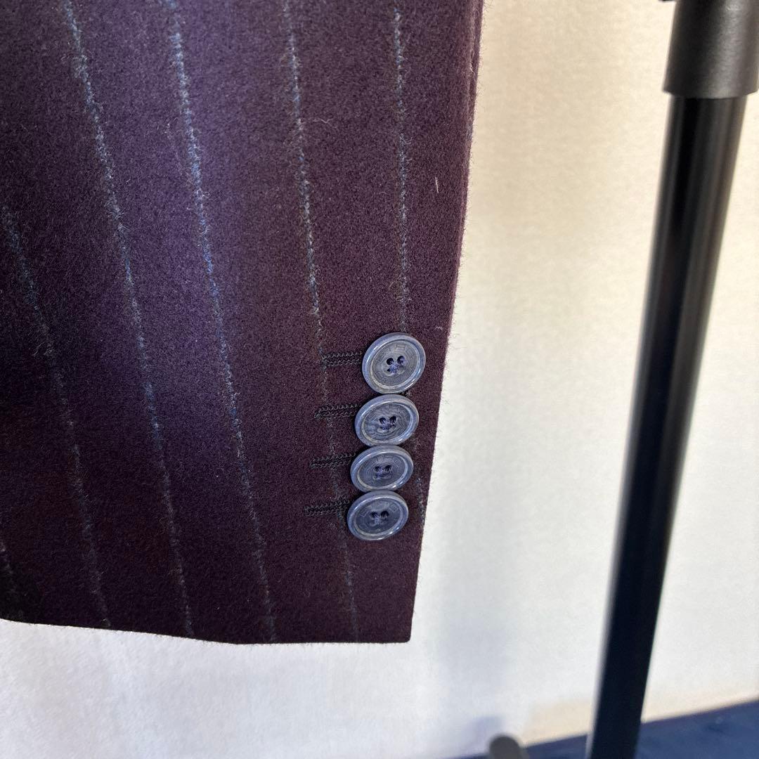 エトロ ダークパープル チョークストライプ ビジネススーツ 48サイズ