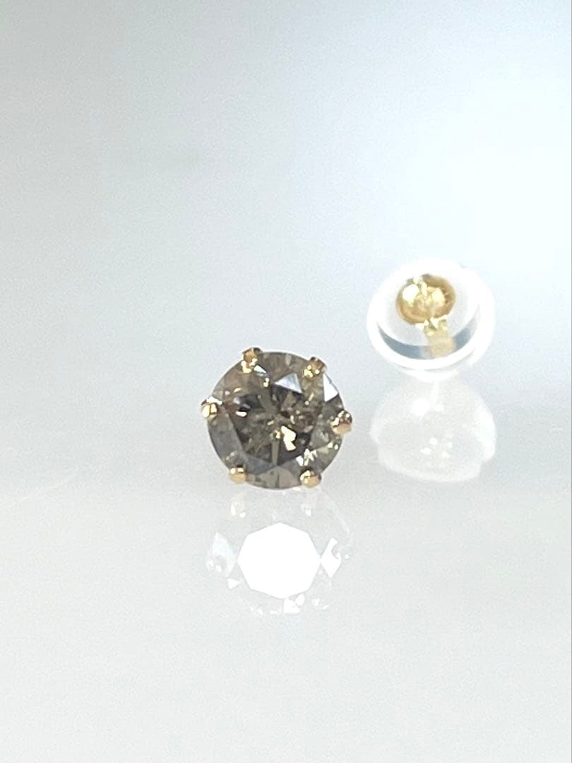 K18 天然ダイヤモンド片耳ピアス 0.5ct