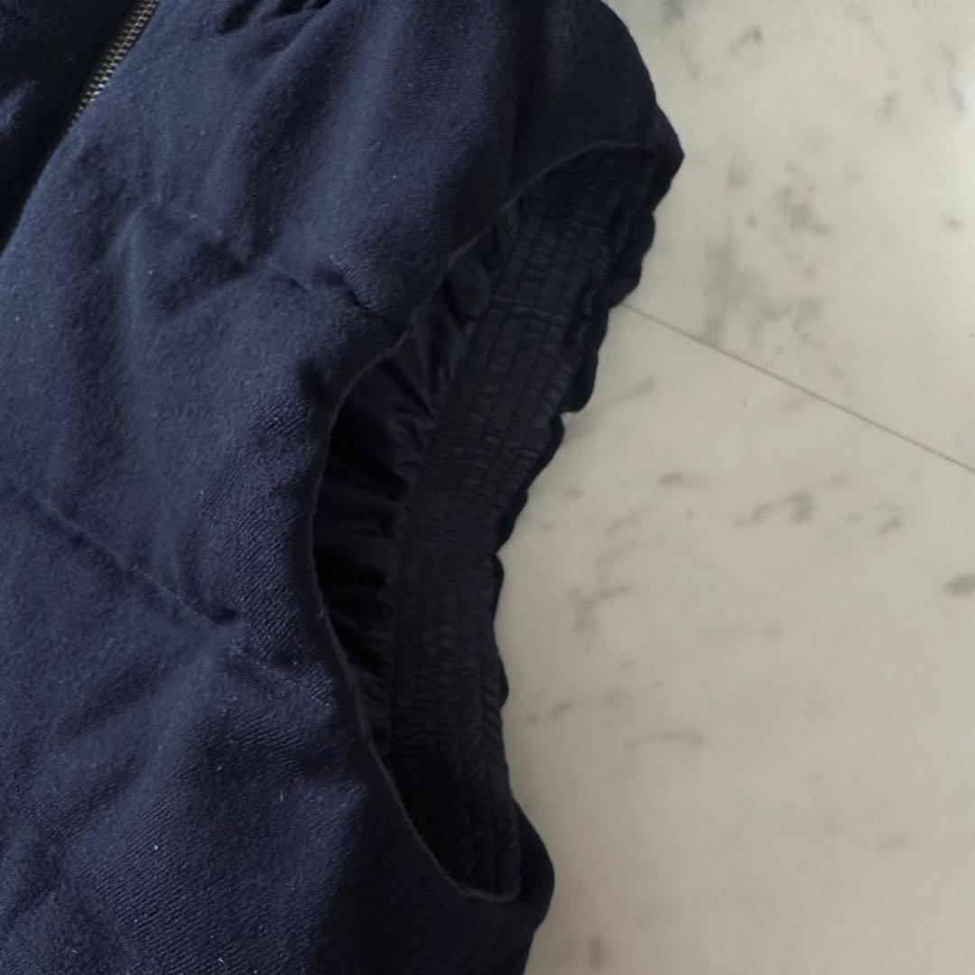 美品♪セオリーリュクス フード付き ダウンベスト ネイビー 濃紺 防寒