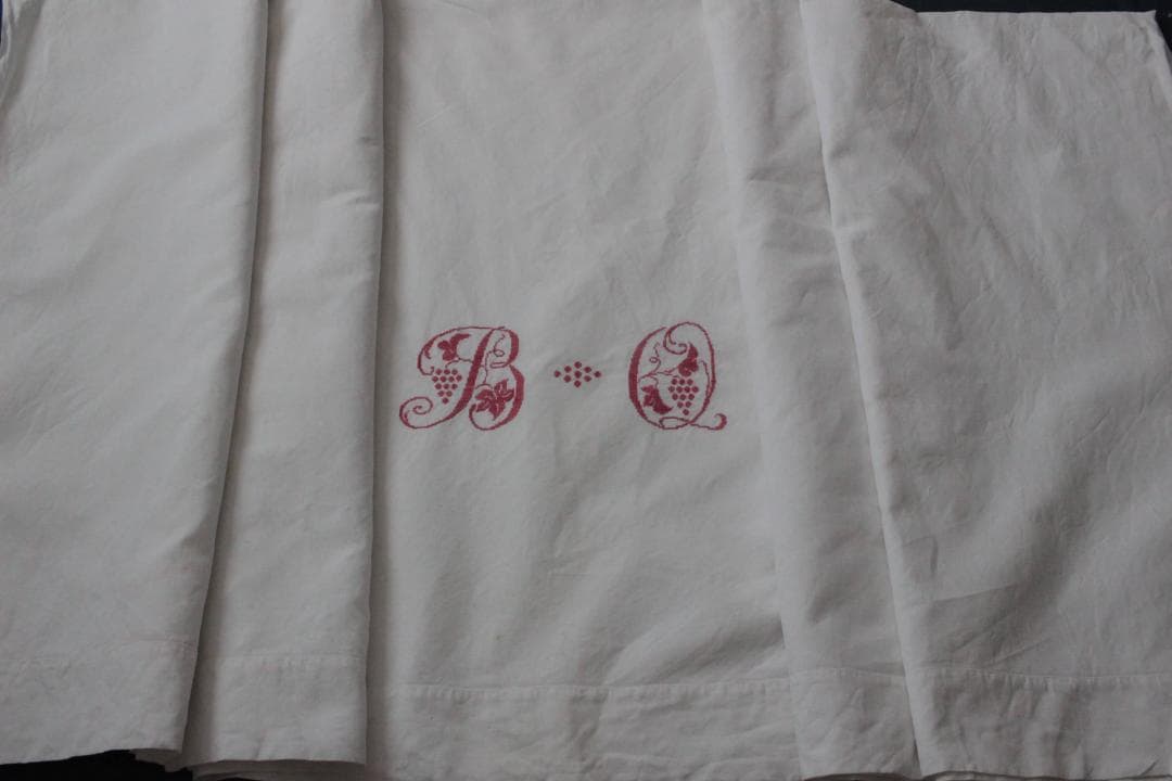 フランスアンティークイニシャルシーツ/モノグラム刺繍 - メルカリ