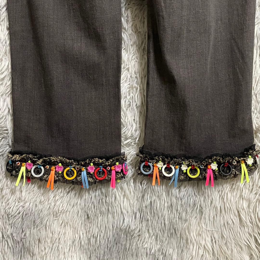 美品】アルベロベロ オレボレブラ ぶたさん フリンジ ブラック デニム