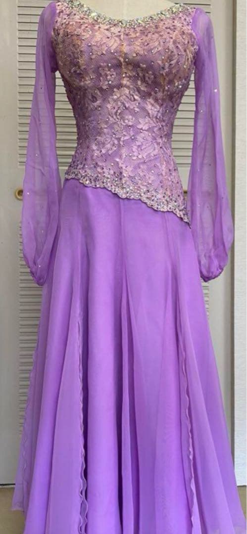 マリリンです。 薄紫の社交ダンスドレス　Mサイズ 試着・レンタル・購入】社交ダンスドレス Mサイズ ブルー アメリカン