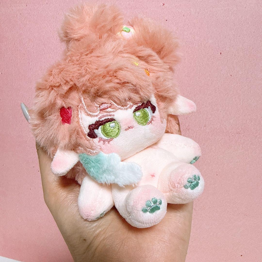 無属性　自作ぬいぐるみ　オレンジピンクリボンのエルフ女の子　骨付き 長い脚 25cm 着せ替えぬいぐるみ 無属性 ぬいぐるみ 小詭橘 獣耳付け