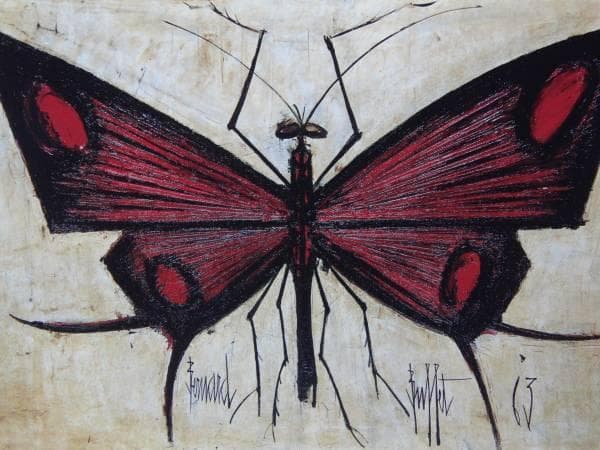 ベルナール・ビュッフェ、「博物誌 赤い蝶」、希少な画集より - メルカリ