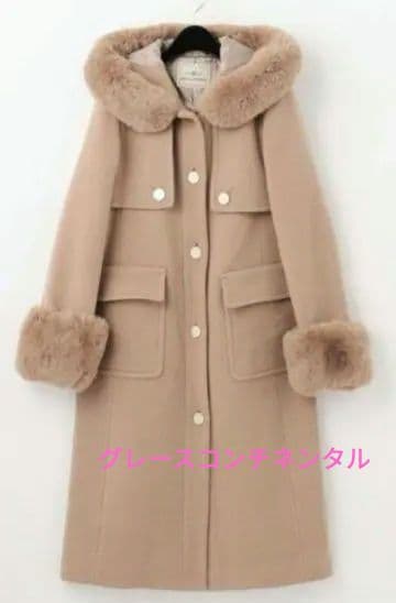 グレースコンチネンタル格安美品定価96800円ファー付フードコート65%オフ フードファーロングダウン / GRACE CONTINENTAL | ファッション通販