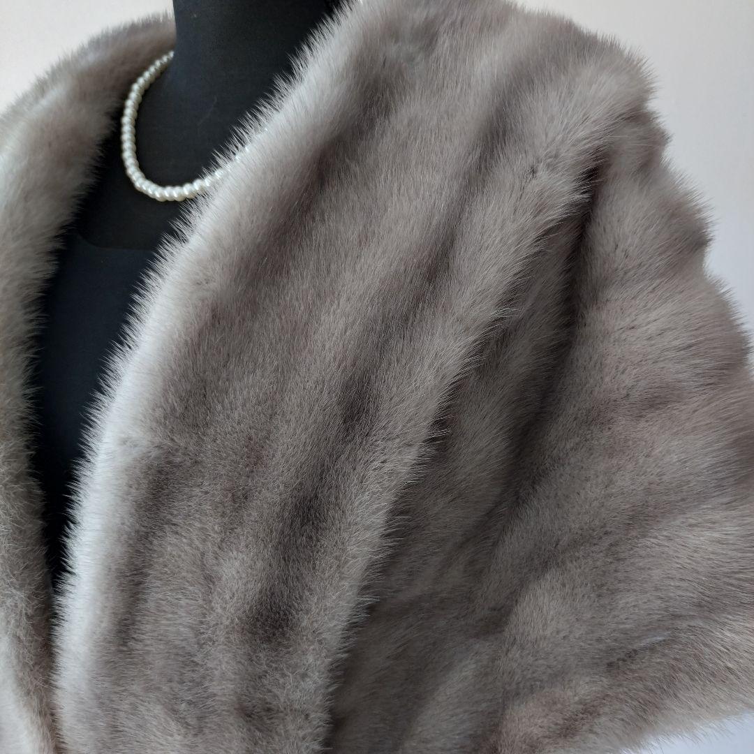 SAGA FOX サファイヤミンク ケープ ショール しっぽのフリンジ付き