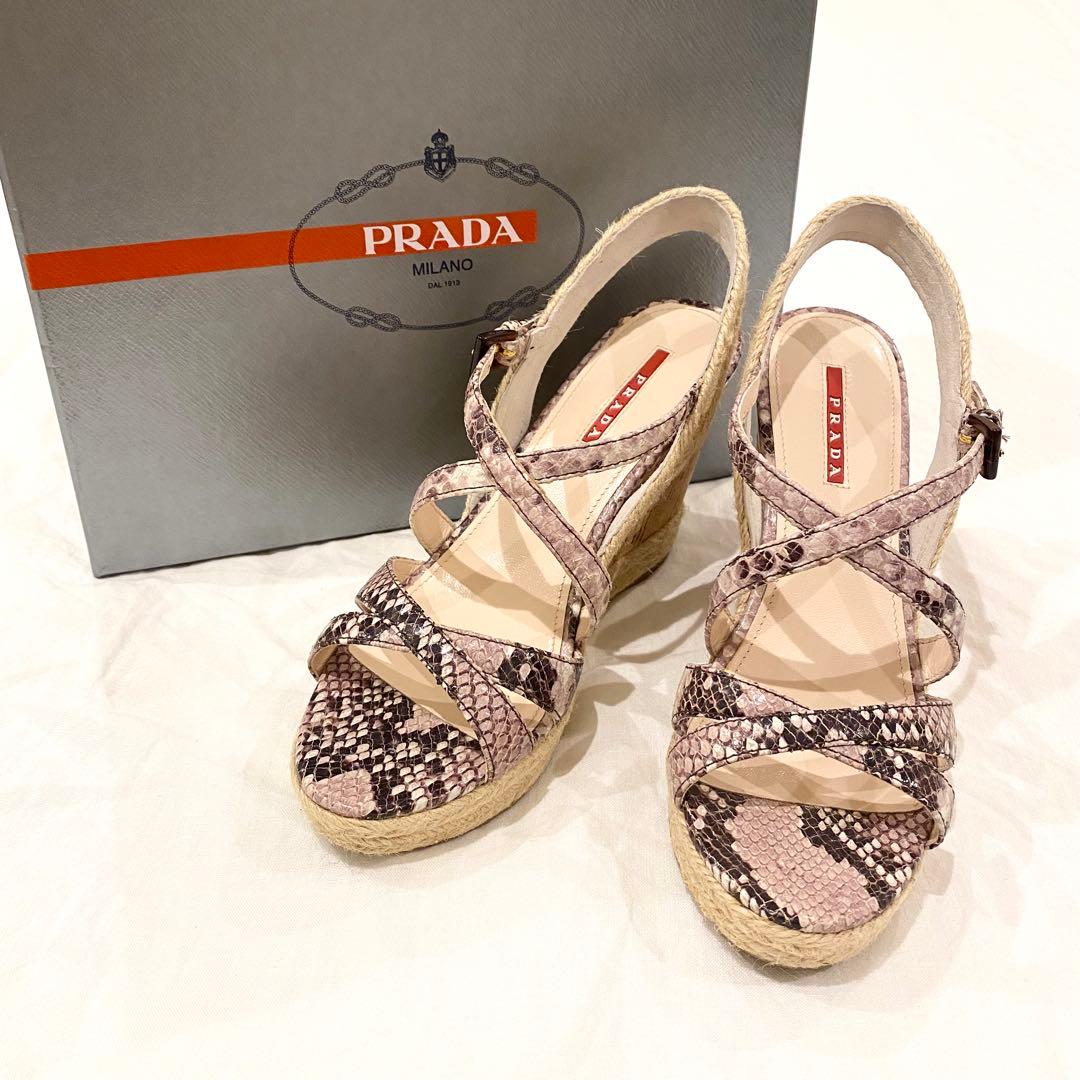 【超美品】PRADA プラダ ウェッジソール サンダル 39 パイソン柄 超美品】PRADA プラダ ウェッジソール サンダル 39 パイソン柄 - メルカリ