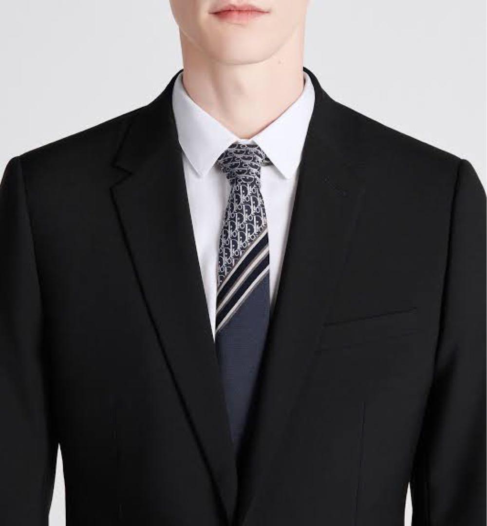 DIOR ネクタイ ディオール オブリーク シルク ネイビー - メルカリ