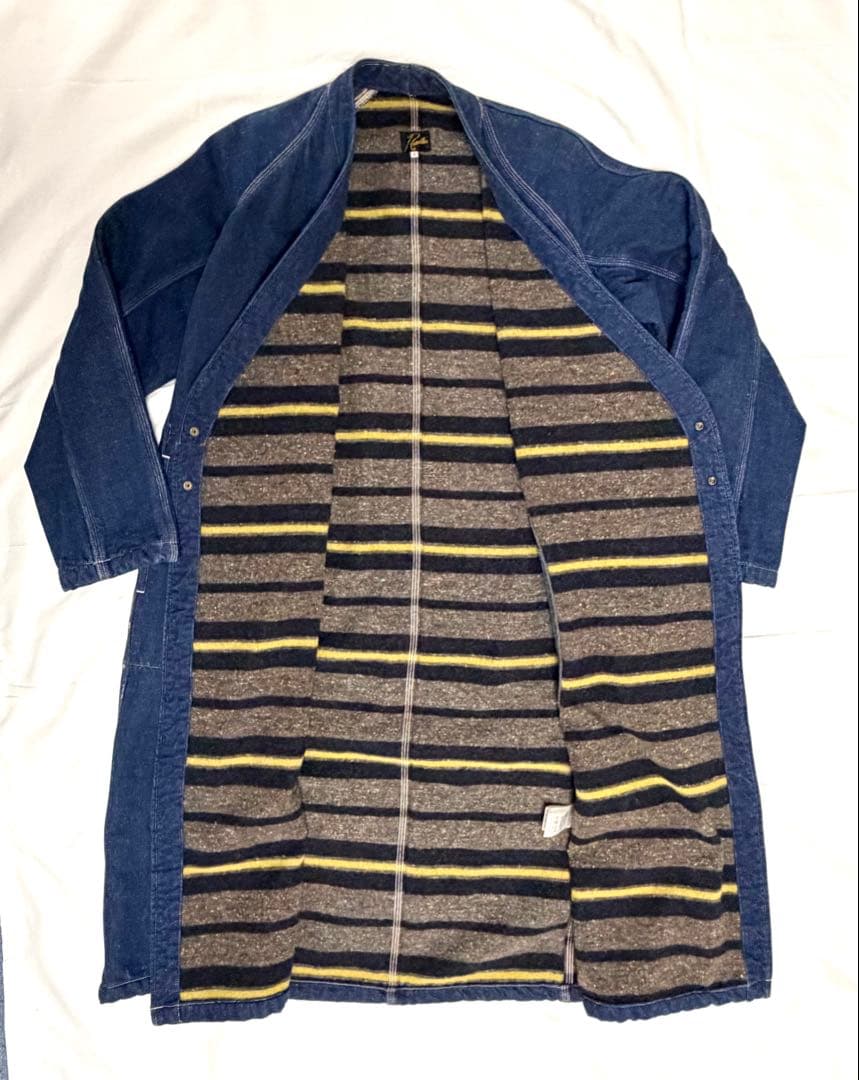 ニードルズ　デニム作務衣コート Sサイズ NEEDLES ニードルズ デニム 裏地ウールボーダー 作務衣 コート XS