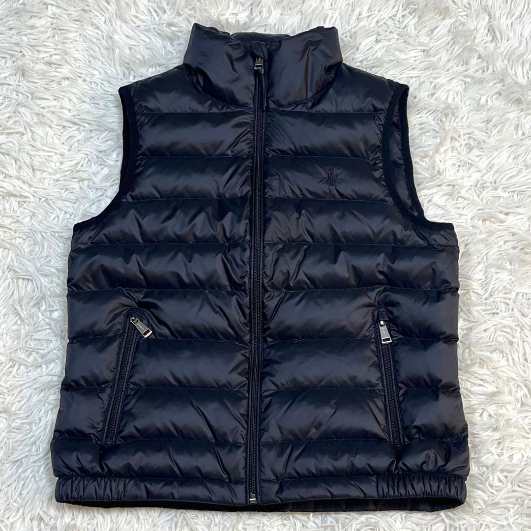 美品✨ラルフローレン ダウンベスト ブラック ポニー刺繍 レディースXS 美品】ポロラルフローレン ダウンベスト ポニー刺繍 黒ブラック 21年