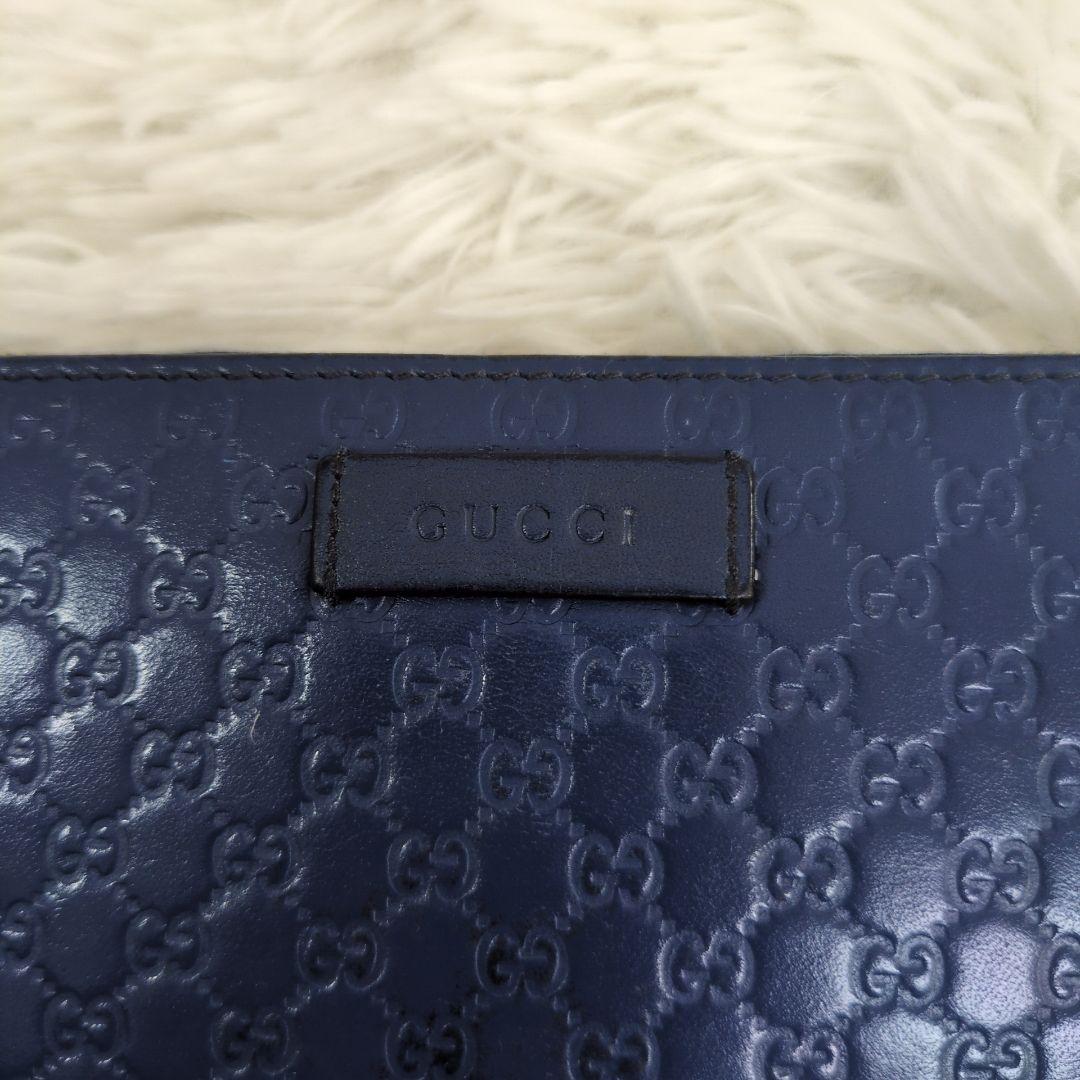 グッチ◇ラウンドファスナー長財布 マイクロシマゴールド金具ブルー