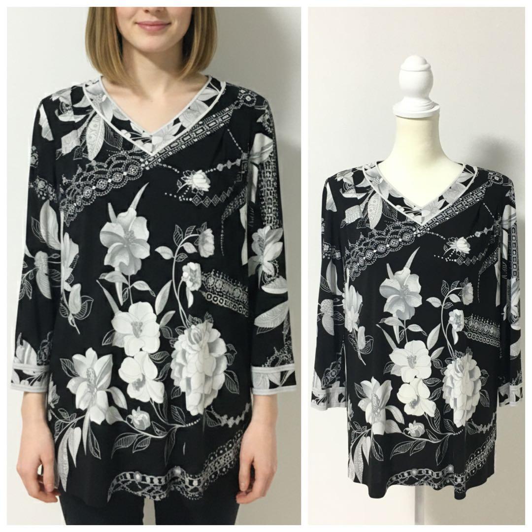 近年美品 LEONARD レオナール カンカン ストレッチ チュニック 42