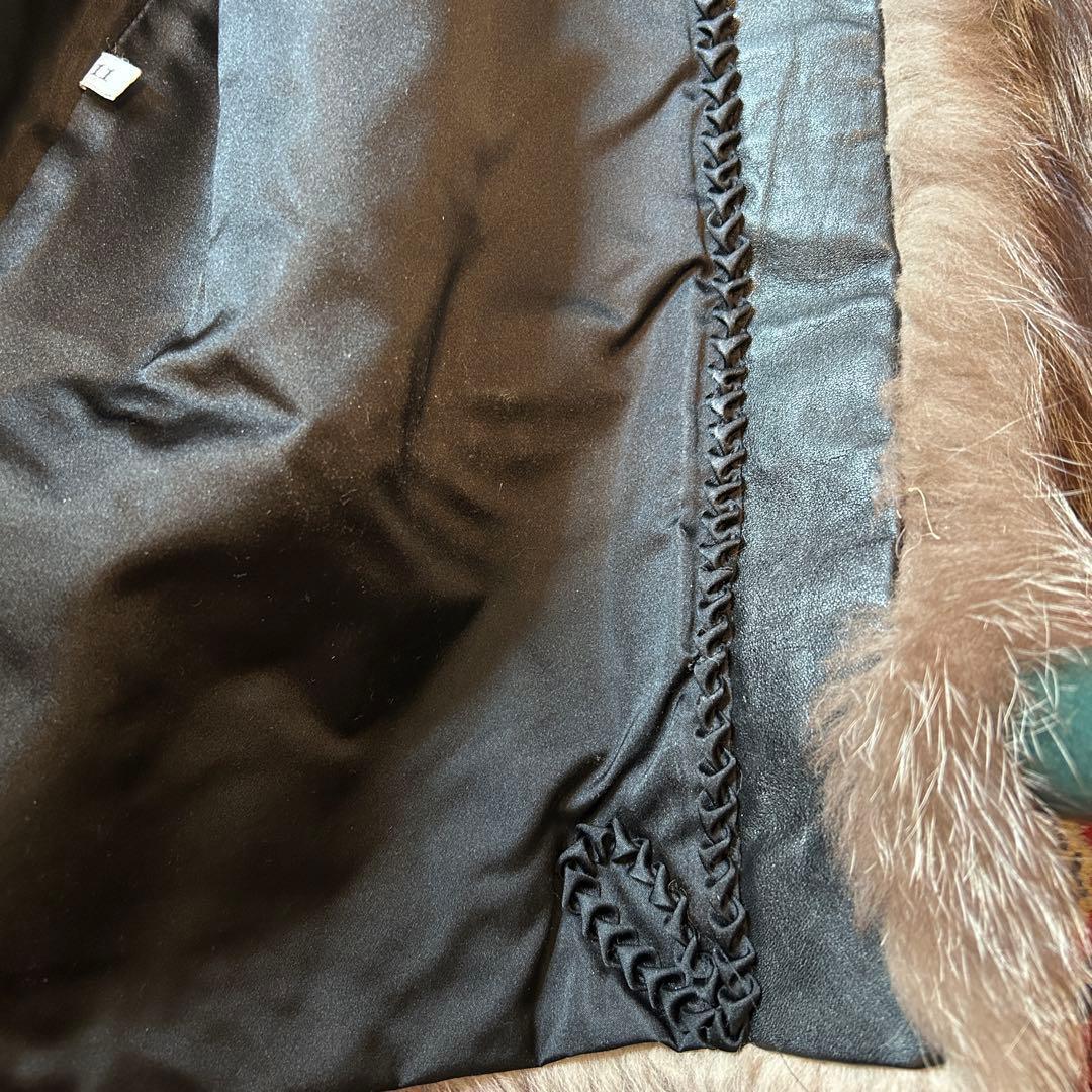 フォックス毛皮 コート サイズ11 ヒップ丈 裏地破れあり - ジャケット