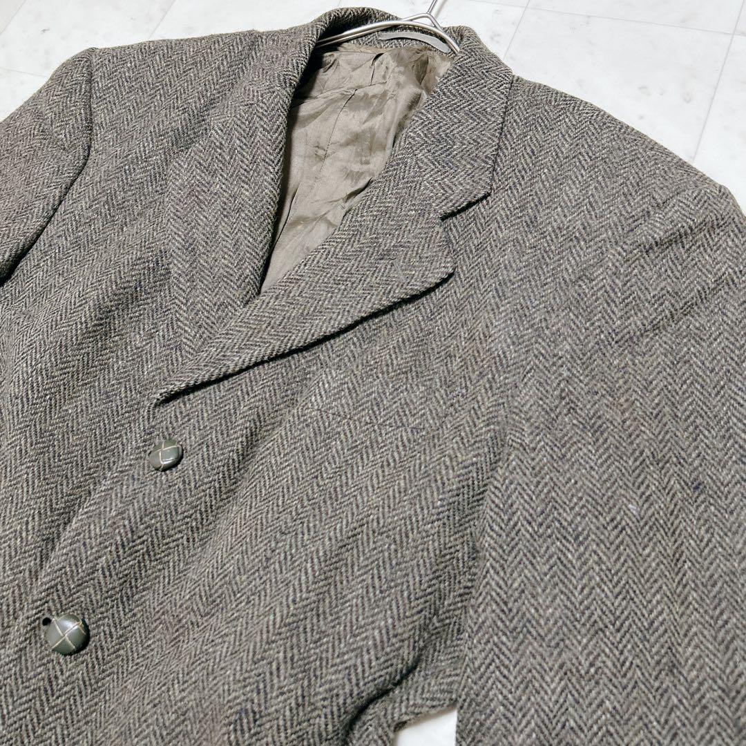 ハリスツイード テーラードジャケット エルボーパッチ くるみボタン