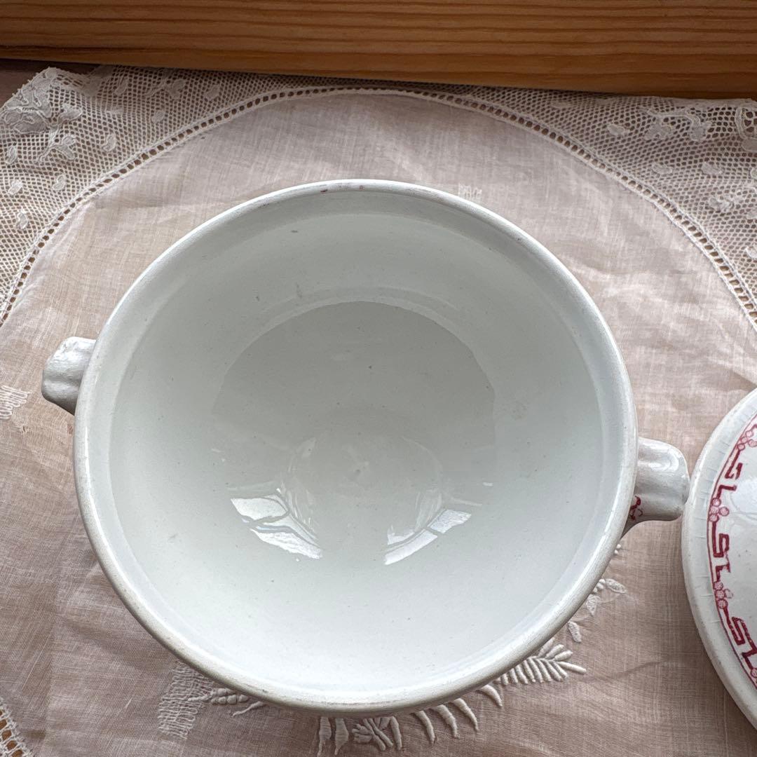 フランス アンティーク サルグミンヌ ディネット陶器スーピエール、お