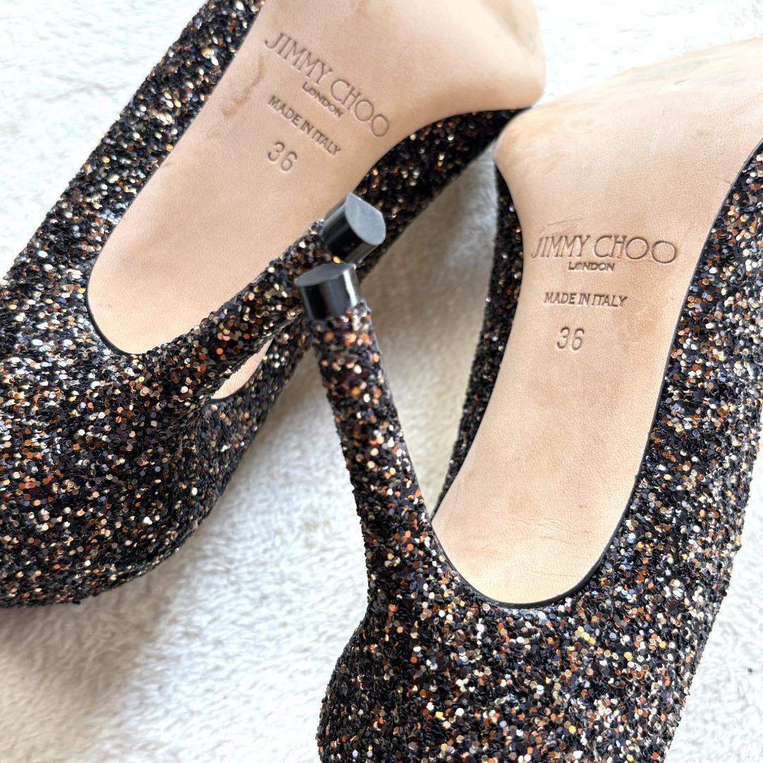 ほぼ未使用】JIMMYCHOOジミーチュウ グリッターポインテッドパンプス36