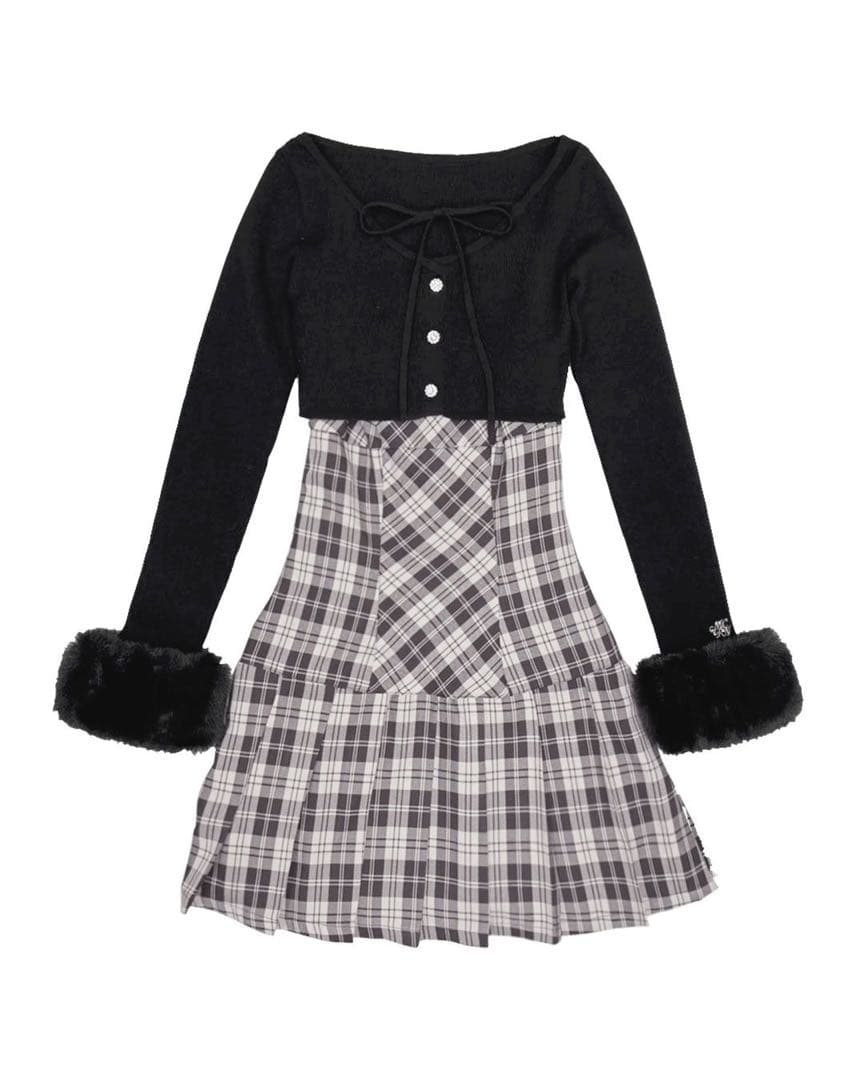 ボレロsetチェックプリーツワンピ ブラウン - メルカリ