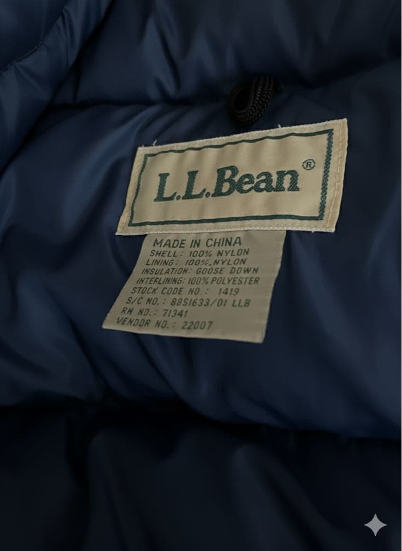 90s L.L.Bean グースダウンベスト ブルー メンズL 大阪古着屋購入