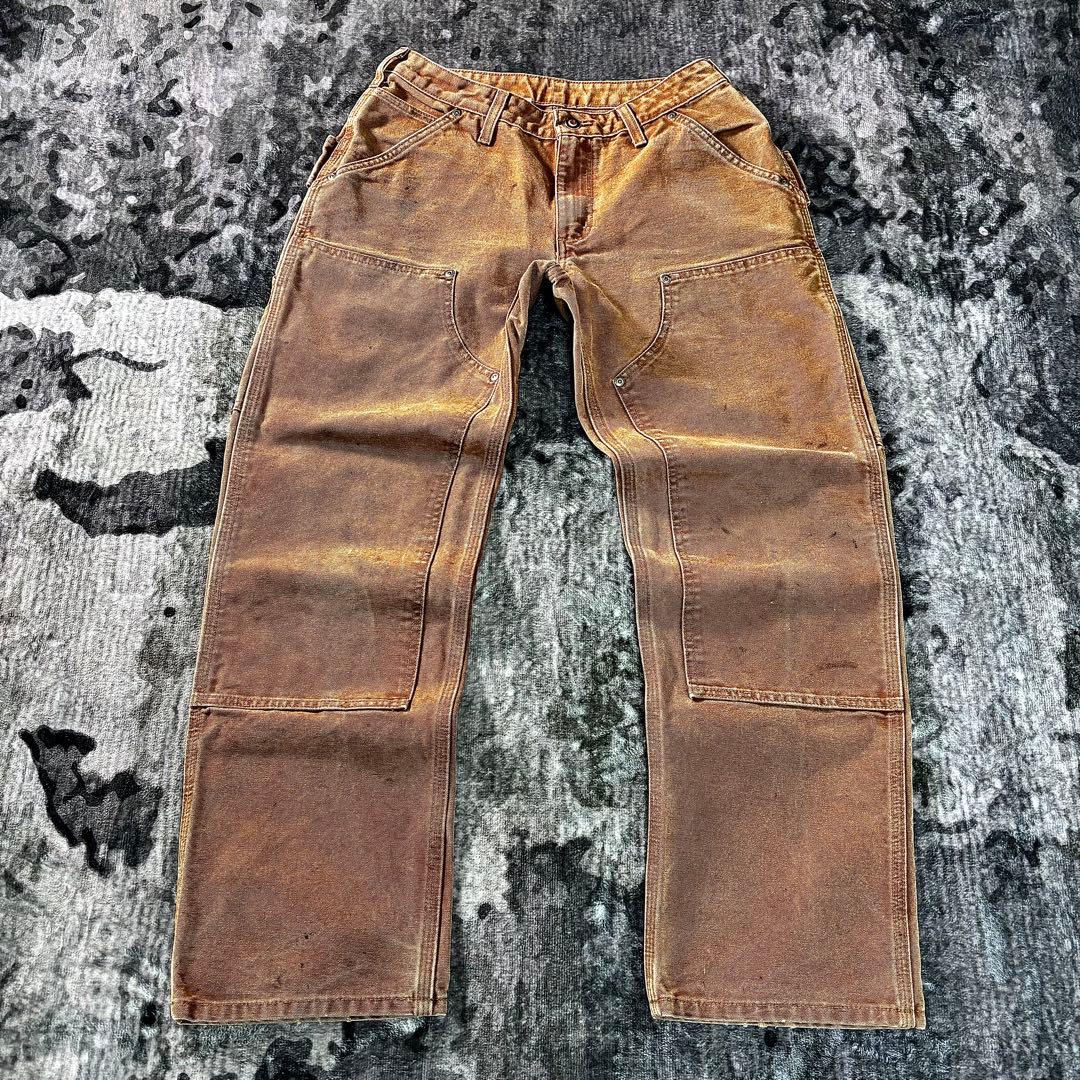 コメ欄セール！一点物 雰囲気系 フェードブラウン W38 極太ワーク STUDIO D'ARTISAN 45th Natural Indigo-Dyed 16oz Extreme slub