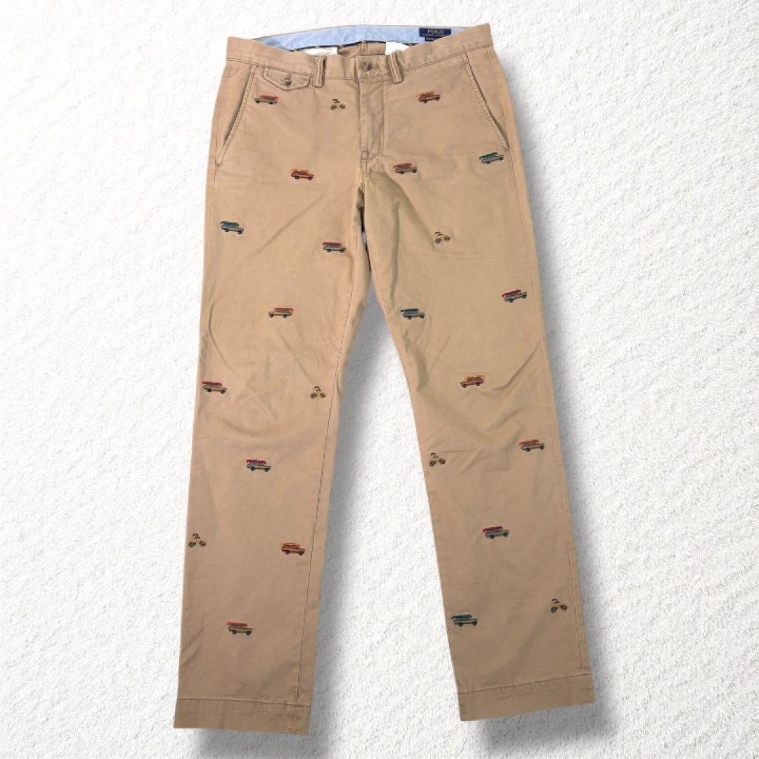 ポロラルフローレン】チノパン ストレッチ ポニー刺繍 総柄 ベージュ