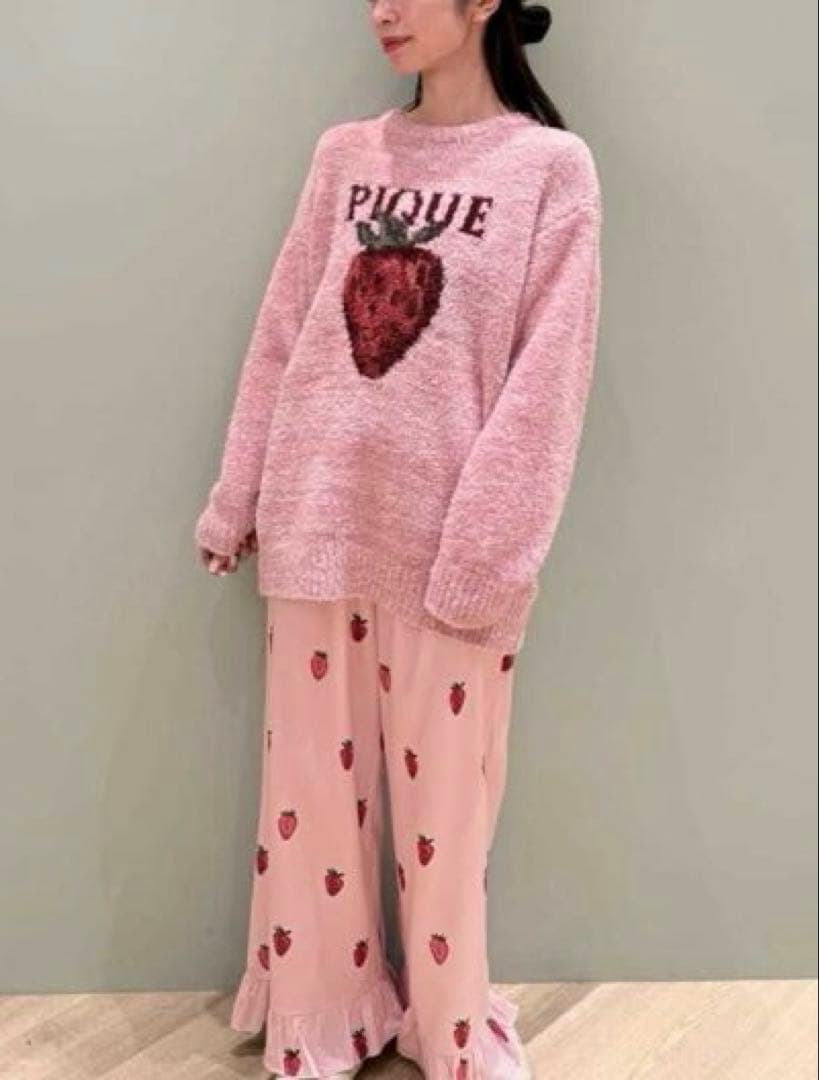 新品】ジェラートピケ ストロベリージャガードプルオーバー&ツイル